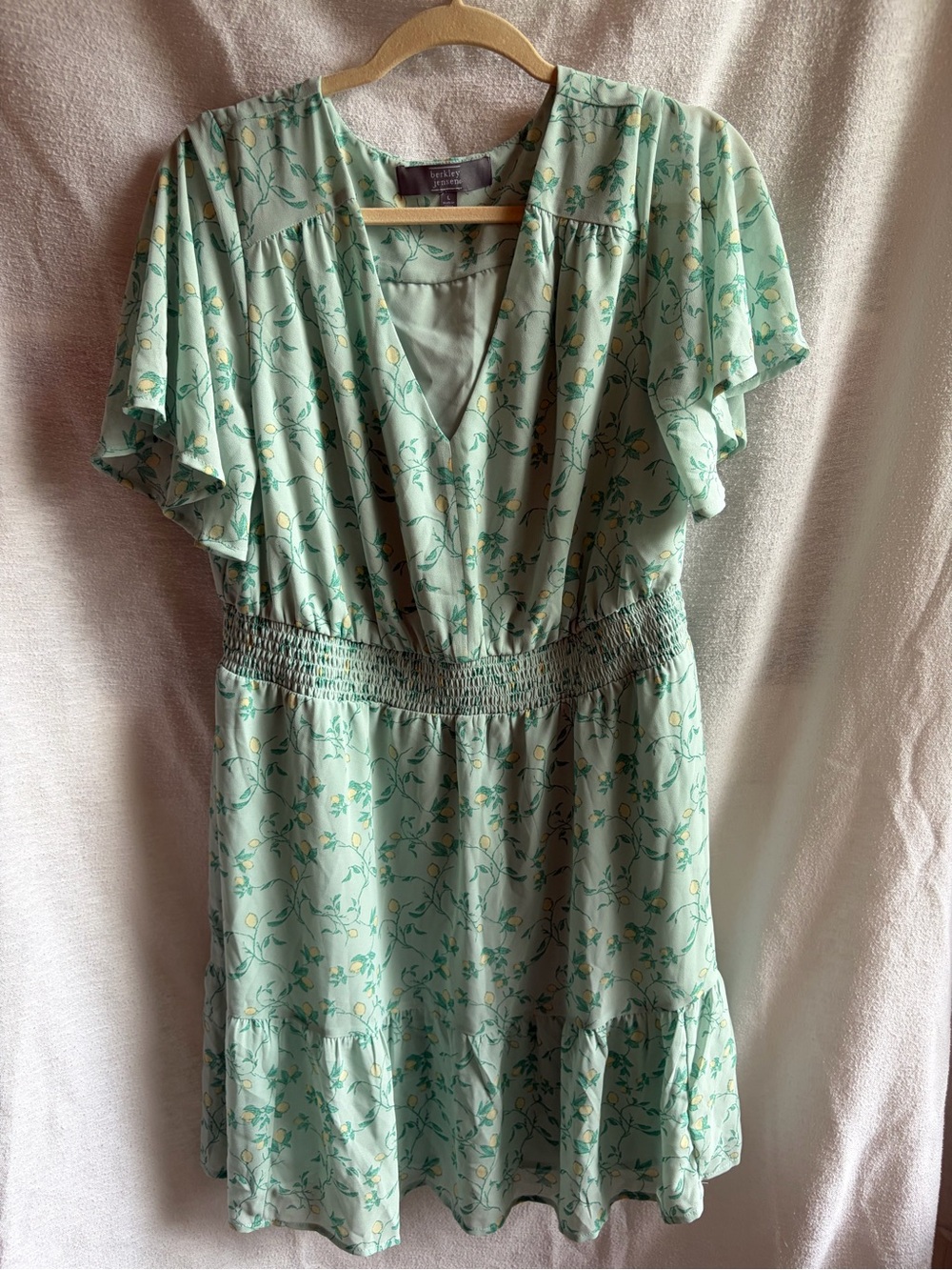 Mint Floral V-Neck Smocked Mini Dress